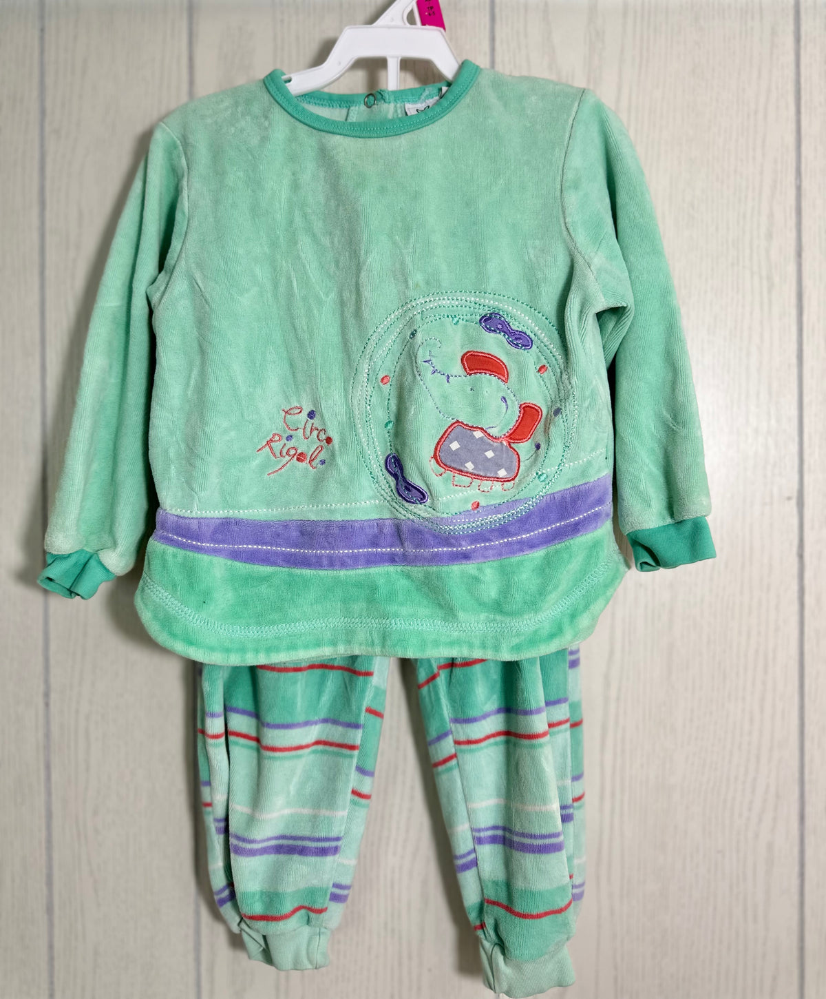 Pyjama velours motif éléphant - 2T
