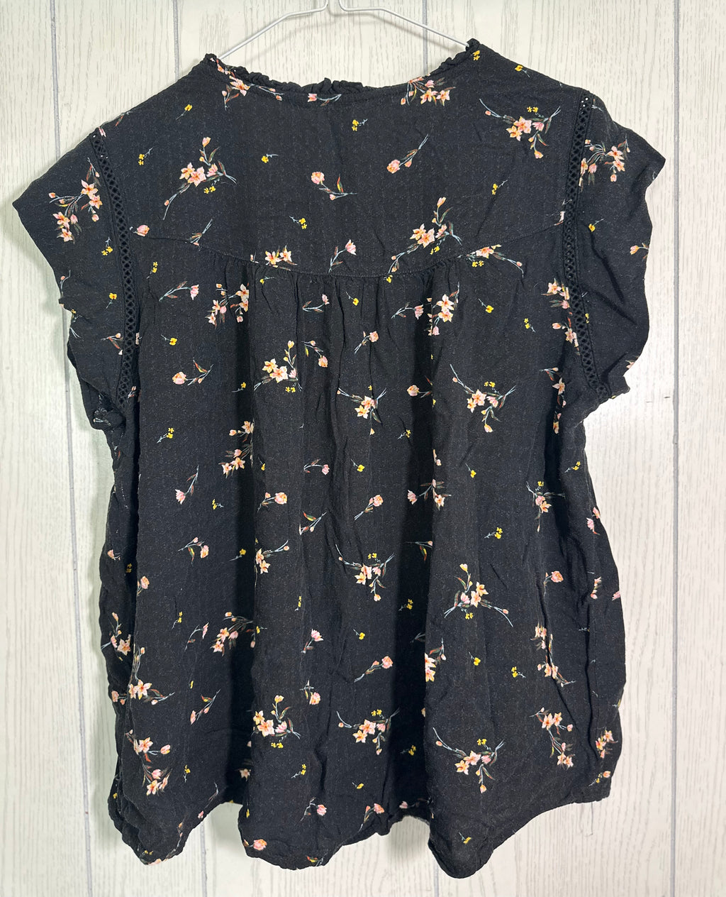 Chemise noir fleurie - Large