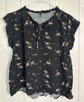 Chemise noir fleurie - Large